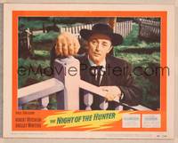 8j568 NIGHT OF THE HUNTER LC #3 '55 classic Robert Mitchum portrait showing his love & hate hands!