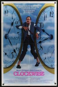 8m140 CLOCKWISE 1sh '86 great image of wacky John Cleese trapped between clocks!
