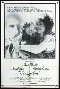 8m148 COMING HOME 1sh '78 Jane Fonda, Jon Voight, Bruce Dern, Hal Ashby