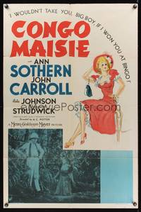8m154 CONGO MAISIE style D 1sh '40 sexy Ann Sothern wouldn't take you if she won you at bingo!