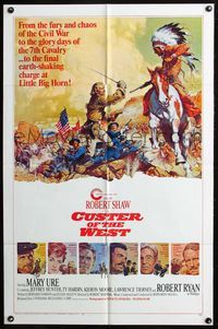 8m161 CUSTER OF THE WEST style A 1sh '68 art of Robert Shaw as the Civil War's famous General!
