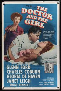 8m184 DOCTOR & THE GIRL 1sh '49 Glenn Ford, Janet Leigh, Charles Coburn, Gloria De Haven!