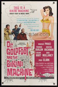 8m196 DR. GOLDFOOT & THE BIKINI MACHINE 1sh '65 Vincent Price, sexy babes with kiss & kill buttons