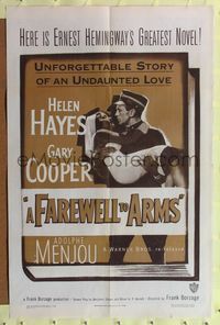 8m235 FAREWELL TO ARMS 1sh R49 Gary Cooper, Helen Hayes, Ernest Hemingway!