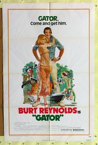 8m269 GATOR 1sh '76 art of Burt Reynolds & Lauren Hutton by McGinnis, White Lightning sequel!