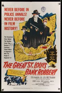 8m285 GREAT ST. LOUIS BANK ROBBERY 1sh '59 Molly McCarthy & Steve McQueen in his second movie!