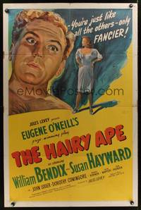 8m298 HAIRY APE 1sh '44 written by Eugene O'Neill, stone litho of William Bendix & Susan Hayward!