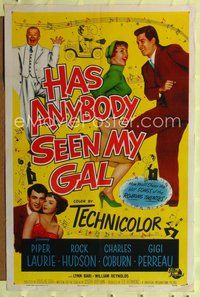 8m310 HAS ANYBODY SEEN MY GAL 1sh '52 Rock Hudson, Piper Laurie, Charles Coburn, all dancing!