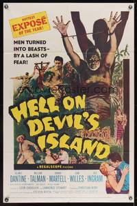 8m318 HELL ON DEVIL'S ISLAND 1sh '57 Rex Ingram, men turned into beasts by a lash of fear!