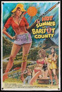 8m341 HOT SUMMER IN BAREFOOT COUNTY 1sh '74 art of sexy country girls by Ekaleri!
