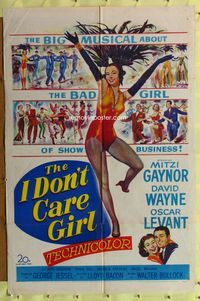 8m356 I DON'T CARE GIRL 1sh '52 great full-length art of sexy showgirl Mitzi Gaynor!