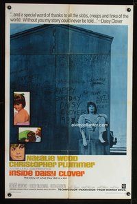 8m374 INSIDE DAISY CLOVER 1sh '66 great image of bad girl Natalie Wood, Christopher Plummer!