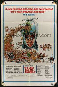 8m389 IT'S A MAD, MAD, MAD, MAD WORLD 1sh R70 wacky art of cracked Earth by Jack Davis!