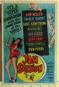 8m397 JAM SESSION 1sh '44 sexy Ann Miller, Louis Armstrong, the swing stars of the nation!