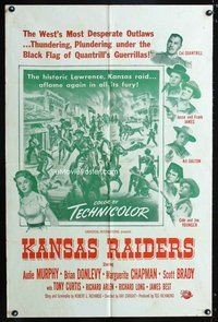 8m411 KANSAS RAIDERS military 1sh '50 Audie Murphy, the fighting story of Quantrill's guerrillas!