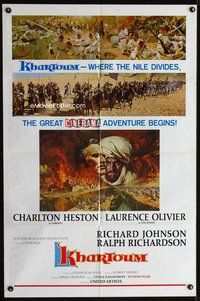 8m414 KHARTOUM style B 1sh '66 art of Charlton Heston & Laurence Olivier, Cinerama adventure!