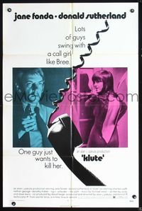8m428 KLUTE 1sh '71 Donald Sutherland helps intended murder victim & call girl Jane Fonda!