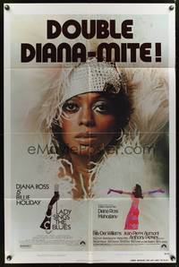 8m444 LADY SINGS THE BLUES/MAHOGANY 1sh '76 great image of Diana Ross in wild outfit!