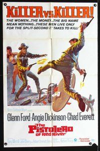 8m449 LAST CHALLENGE 1sh '67 cool western art of Glenn Ford, Dickinson, Pistolero of Red River!