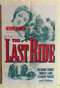 8m452 LAST RIDE 1sh '44 giant close up headshot of pretty young Eleanor Parker!