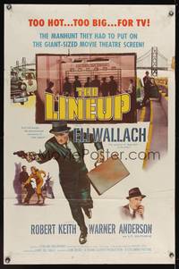 8m461 LINEUP 1sh '58 Don Siegel classic film noir, great image of Eli Wallach running with gun!