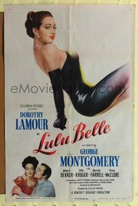 8m476 LULU BELLE 1sh '48 great art of sexy Dorothy Lamour & w/George Montgomery!