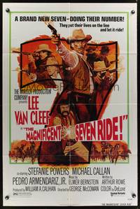 8m481 MAGNIFICENT SEVEN RIDE 1sh '72 art of cowboy Lee Van Cleef firing six-shooter!