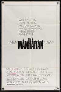 8m498 MANHATTAN 1sh '79 Woody Allen & Diane Keaton, cool New York City title design!