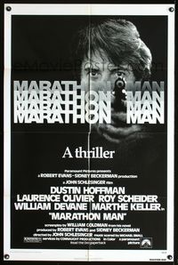 8m499 MARATHON MAN 1sh '76 cool image of Dustin Hoffman, John Schlesinger classic thriller!