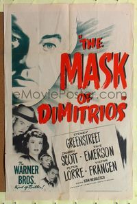 8m504 MASK OF DIMITRIOS 1sh '44 Peter Lorre, Sydney Greenstreet, Zachary Scott, Faye Emerson