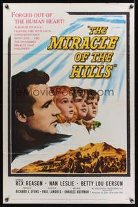 8m514 MIRACLE OF THE HILLS 1sh '59 Rex Reason was a man of courage fighting fire with faith!