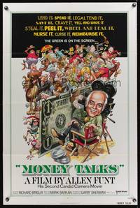 8m519 MONEY TALKS 1sh '72 Allen Funt's Candid Camera, wacky Jack Davis art!