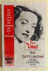8m532 MR. SKEFFINGTON 1sh '44 huge headshot of Bette Davis at her very greatest!