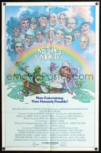 8m534 MUPPET MOVIE 1sh '79 Jim Henson, Drew Struzan art of Kermit the Frog & Miss Piggy!