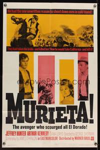 8m536 MURIETA 1sh '65 Jeffrey Hunter as Joaquin Murieta, the avenger who scourged all El Dorado!
