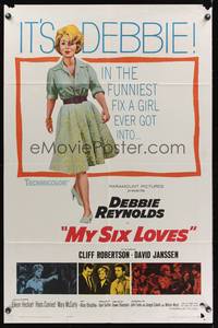 8m543 MY SIX LOVES 1sh '62 Debbie Reynolds in the funniest fix a girl ever got into!