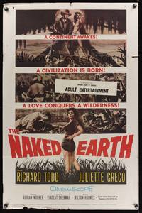 8m547 NAKED EARTH 1sh '58 sexy Juliette Greco, out of darkest Africa comes mighty adventure!