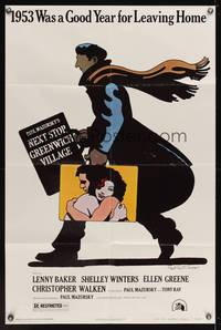 8m558 NEXT STOP GREENWICH VILLAGE 1sh '76 cool art of Lenny Baker in New York by Milton Glazer!