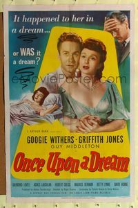 8m610 ONCE UPON A DREAM 1sh '49 Googie Withers thinks her dream really happened!