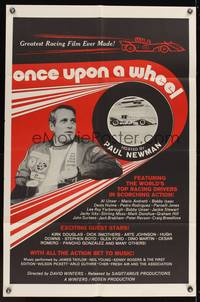 8m611 ONCE UPON A WHEEL 1sh '71 race car driver Paul Newman in the greatest racing film ever made!