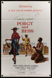 8m651 PORGY & BESS 1sh '59 art of Sidney Poitier, Dorothy Dandridge & Sammy Davis Jr.!