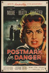 8m653 POSTMARK FOR DANGER 1sh '55 Terry Moore is hunted by the postcard killer!