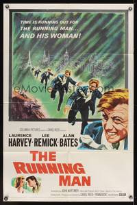 8m687 RUNNING MAN 1sh '63 Laurence Harvey, Lee Remick, directed by Carol Reed!