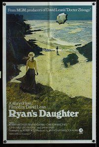 8m688 RYAN'S DAUGHTER style A 1sh '70 David Lean, Sarah Miles, Lesset beach art!