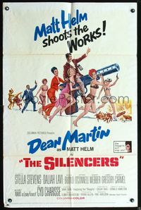 8m719 SILENCERS 1sh '66 outrageous sexy phallic imagery of Dean Martin & the Slaygirls!