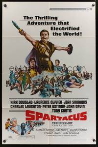 8m753 SPARTACUS style B 1sh R67 classic Stanley Kubrick & Kirk Douglas epic, cool gladiator art!