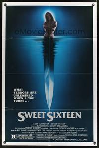 8m791 SWEET SIXTEEN 1sh '82 sexy horror image of knife & nude girl in water!
