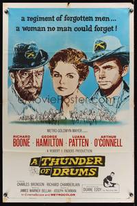 8m843 THUNDER OF DRUMS 1sh '61 art of Richard Boone, George Hamilton & Luana Patten, Civil War!