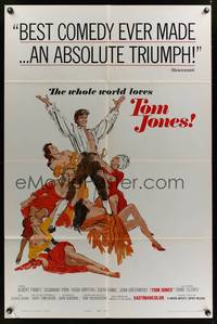 8m857 TOM JONES style A 1sh '63 artwork of Albert Finney surrounded by five sexy women!