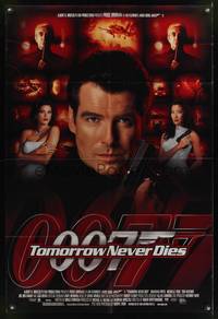 8m861 TOMORROW NEVER DIES DS 1sh '97 super close image of Pierce Brosnan as James Bond 007!